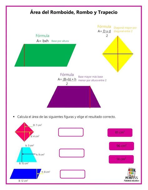 347139 Área Del Romboide Rombo Y Trapecio