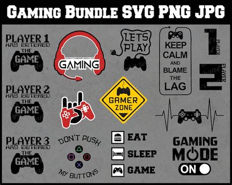 Gaming Bundle Svg Png Digital Cut Files Instant Etsy