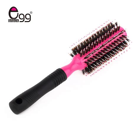 Roll Round Comb Brush Hair Care Tool Wood Handle Natural Bristle Curly