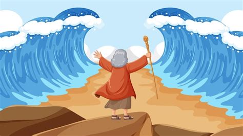 Moses Parting the Red Sea: A Vector Cartoon... - Stock ... - Clip Art ...