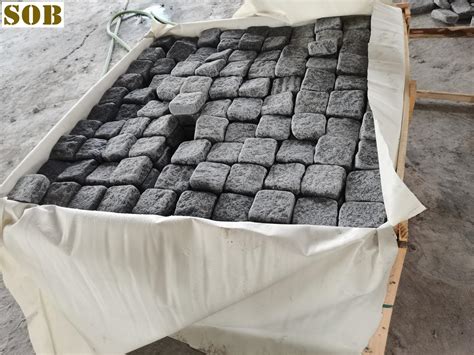 G654 Dark Grey Tumbled Granite Cobblestone