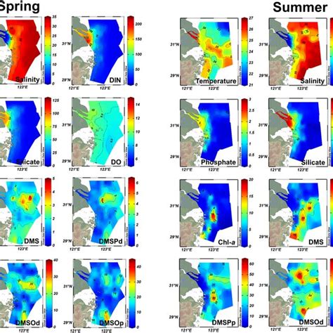 Horizontal Distributions Of Temperature C Salinity And