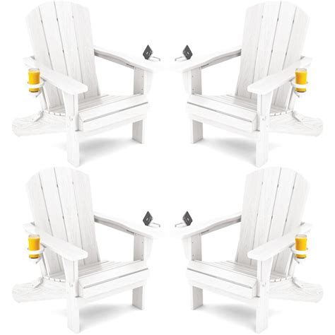 Jearey White Hdpe Frame Stationary Adirondack Chair With Slat Seat Zdy