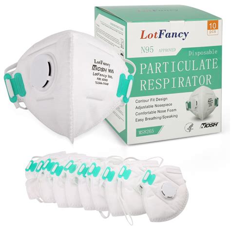 N95 Particulate Respirator Mask With Breathing Valve Lotfancy 10pcs Disposable Air Filter Masks