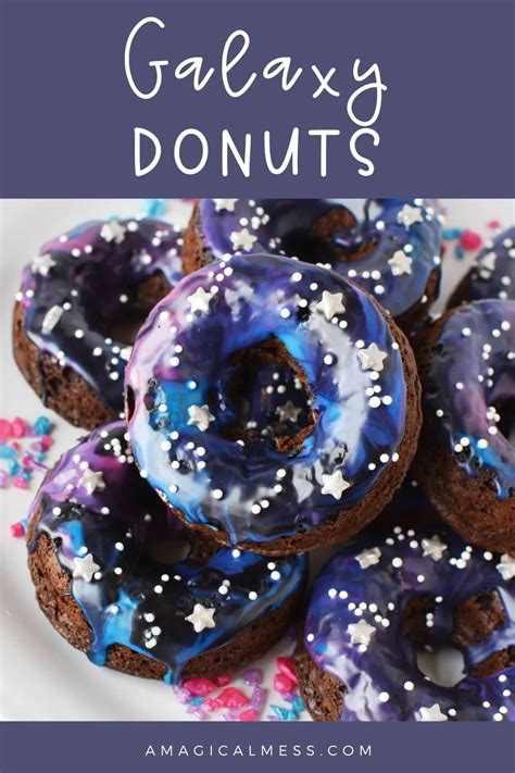 Chocolate cake donuts with a galaxy glaze! Baked donuts!