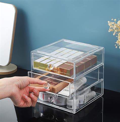 Caja Organizadora De Cajones De Maquillaje Con 3 Cajones Vitrina De