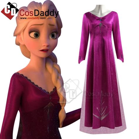 Disney Frozen 2 Elsa Dress Snow Queen Purple Cosplay Costume