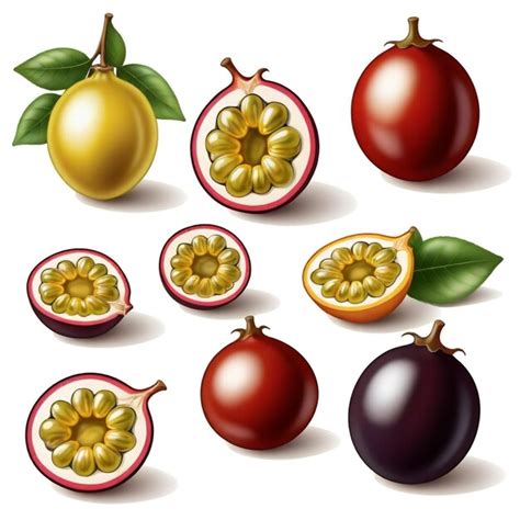 Premium Vector Passionfruit Vector Set White Background Isolated A