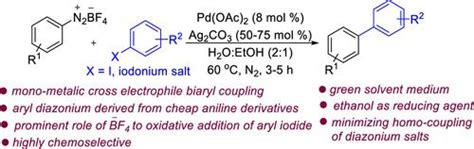 在 H2oetoh 中钯催化的芳基重氮盐和芳基碘化物二芳基碘盐之间的交叉亲电偶联organic Letters X Mol