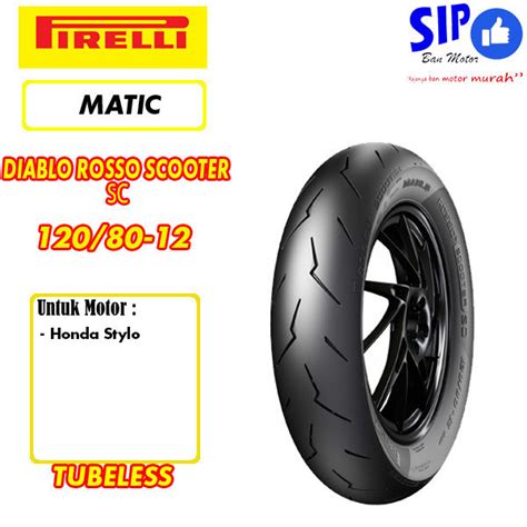 Jual Ban Motor Matic Pirelli Diablo Rosso Scooter SC 120 80 Ring 12