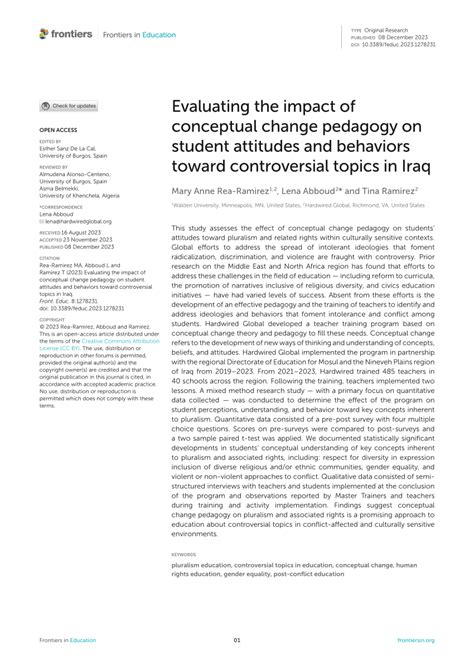 PDF Evaluating The Impact Of Conceptual Change Pedagogy On Student