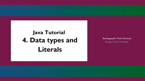 Java Tutorial 4 Data Types And Literals YouTube