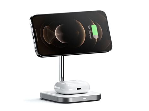 Satechi Magnetic 2 In 1 Wireless Charging Stand Charges Two Devices