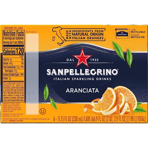 Sanpellegrino Italian Sparkling Drink Aranciata Sparkling Orange