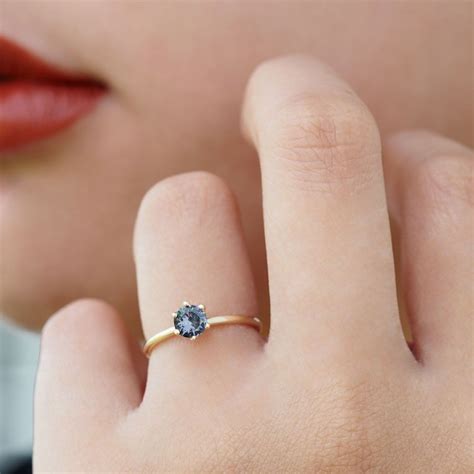 Color Change Garnet Ring 6 Prong Solitaire Ring Blue Garnet Ring