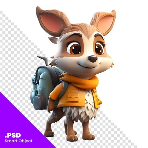 Renderização 3d De Um Personagem De Desenho Animado De Raposa Fofo Com