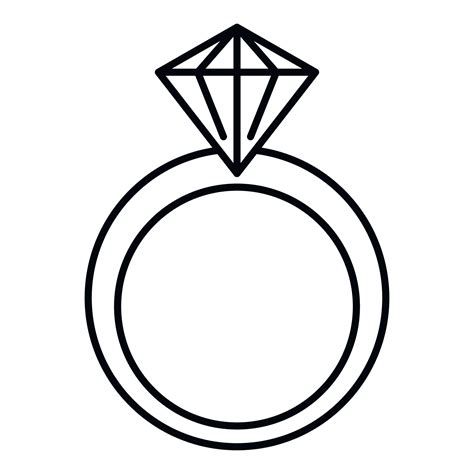 Classic Diamond Ring Icon Outline Style Vector Art At Vecteezy