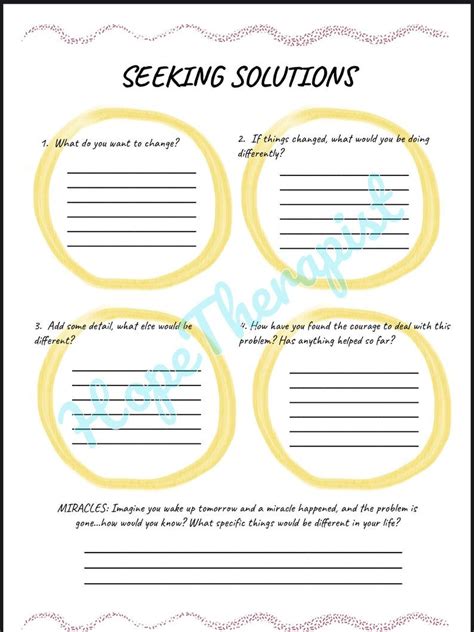 Solutions Worksheet Therapy Worksheet Mental Health Etsy Solution