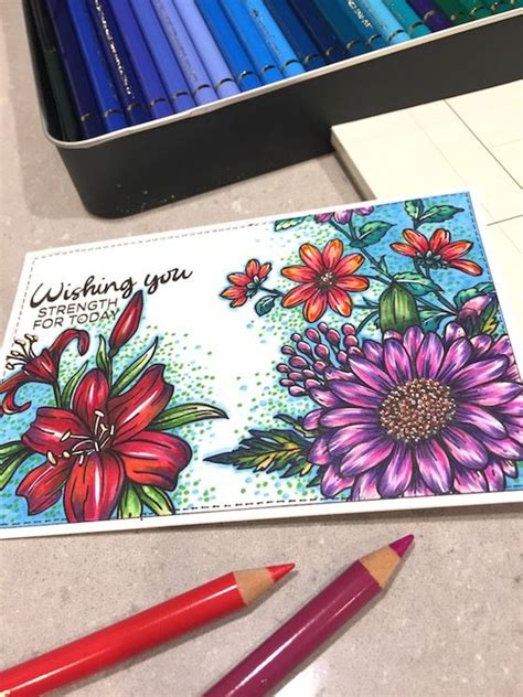 Floral Card Colored With Copic Markers With Colored Pencil Accents Blog Hop Floral Cards