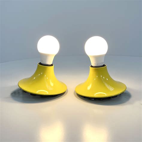 Pair Of Vintage Yellow Teti Wall Lamps By Vico Magistretti For Artemide