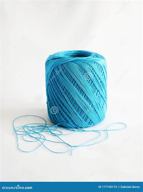 Ball Of Blue Yarn On White Background Stock Image Image Of