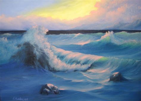 Waves Crashing On Rocks Painting at PaintingValley.com | Explore ...