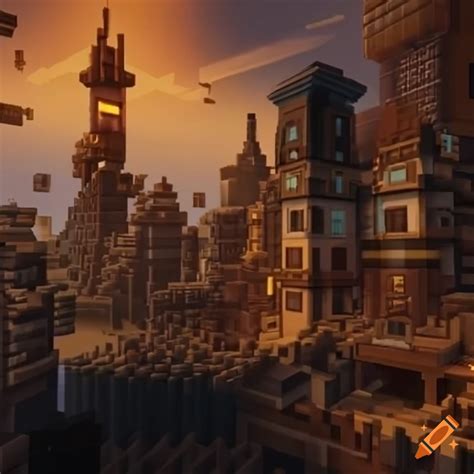 Minecraft Steampunk Cityscape On Craiyon