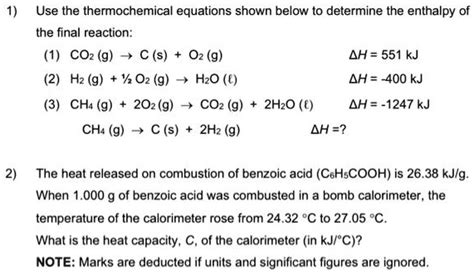 Solved Use The Thermochemical Equations Shown Below To Determine The