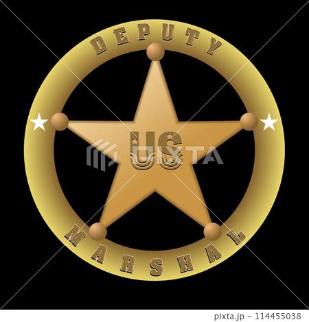 Marshal Star Badge D Vector Color Hand Drawn