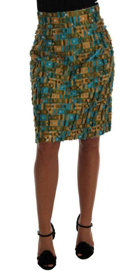 Dolce And Gabbana Dg Multicolor Jacquard Straight Pencil Skirt Multicolor