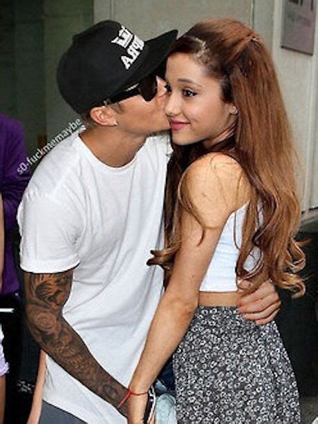 Ariana Grande And Justin Bieber Kiss On Cheek