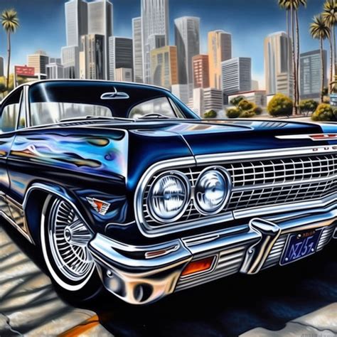 Chevrolet Impala Lowrider Art Chevy Low Rider Wall Poster Artwork ...