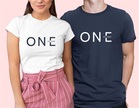 One Since Couple Matching Shirts Wedding Anniversary Husband Wife