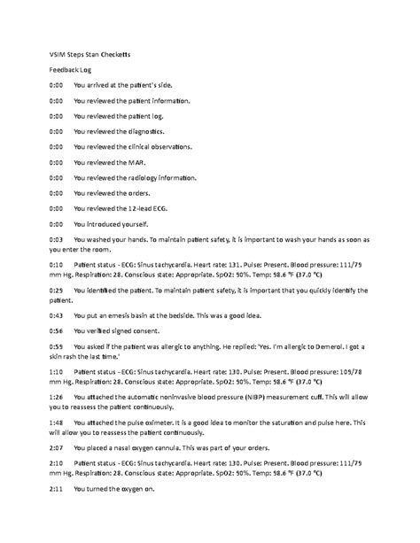 Vsim Steps Stan Checketts Vsim Steps Stan Checketts Feedback Log