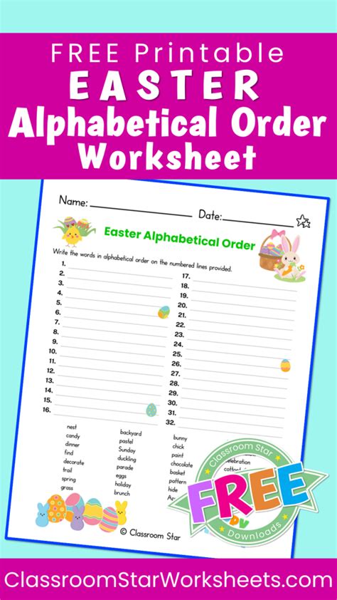 Easter Alphabetical Order Worksheet Classroom Star Worksheets