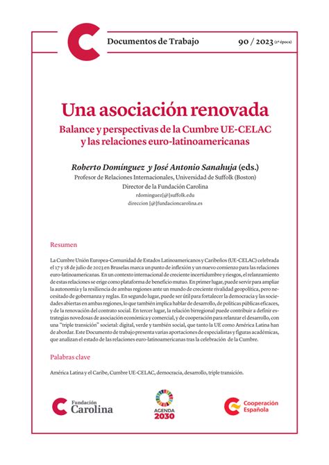 Pdf Una Asociación Renovada Balance Y Perspectivas De La Cumbre Ue