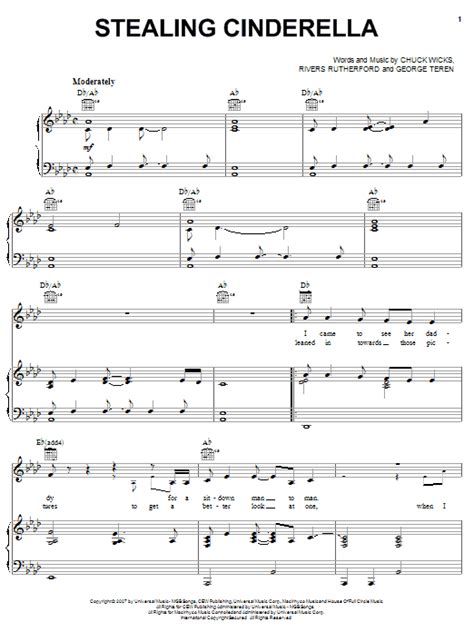 Chuck Wicks "Stealing Cinderella" Sheet Music PDF Notes, Chords | Pop ...