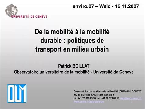 Ppt De La Mobilit La Mobilit Durable Politiques De Transport En