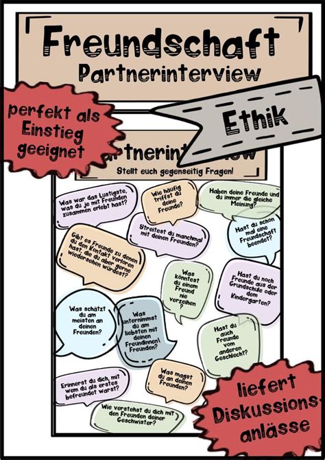 Partnerinterview Freundschaft Ethik Unterrichtsmaterial Im Fach Ethik