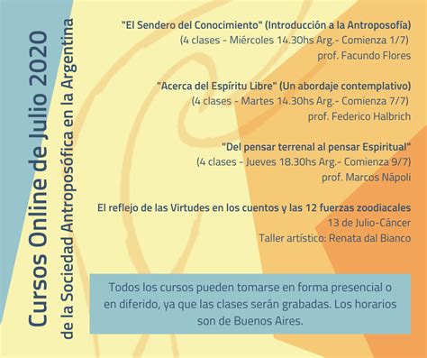 Agenda De Cursos Online Para Julio Sociedad Antropos Fica En La Argentina