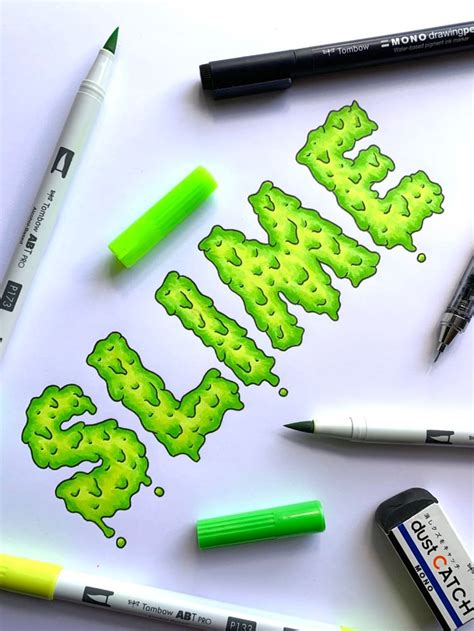 Slime Hand Lettering In Five Easy Steps Tombow Usa Blog Graffiti Doodles Hand Lettering