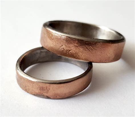 Bronze And Stainless Steel Wedding Band Mixed Metal Mens Wedding Band Mens Ring Made By