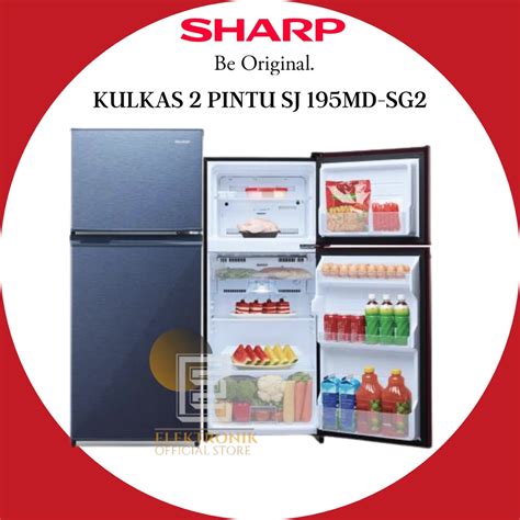 Jual Sharp Kulkas 2 Pintu Sj 195md Sg2sr2 Shopee Indonesia