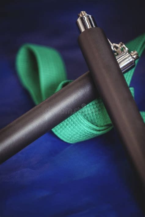 Nunchaku And Green Belt Stock Image Image Of Handsome 81433837