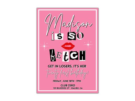 Mean Girls Party Invitation Mean Girls Birthday Invitation Etsy