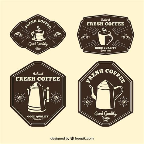 Free Vector Pack Of Four Retro Coffee Stickers