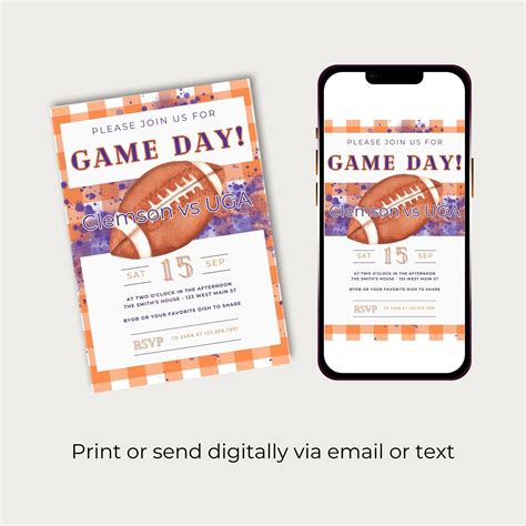 Clemson or Purple and Orange Team Football Game Day Party - Etsy