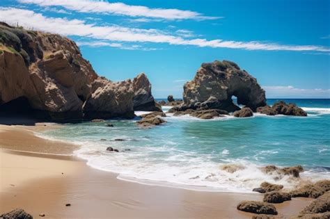 Premium AI Image | A Captivating Glimpse of El Pescador Beach An Original Public Domain Image ...