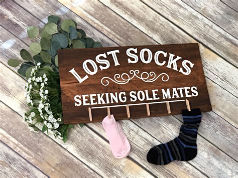 Lost Socks Seeking Sole Mates Wood Sign Laundry Room Decor Etsy