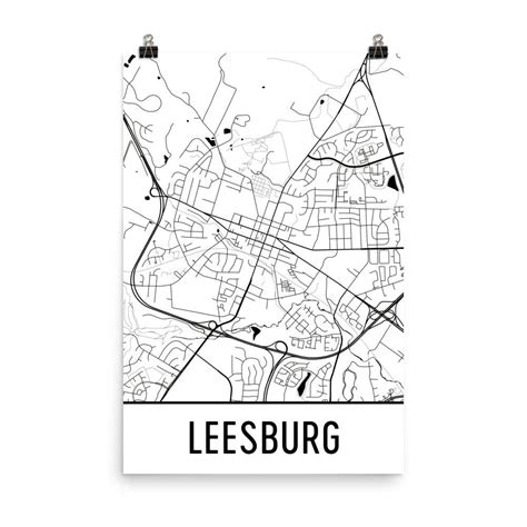 Leesburg VA Street Map Poster - Wall Print by Modern Map Art